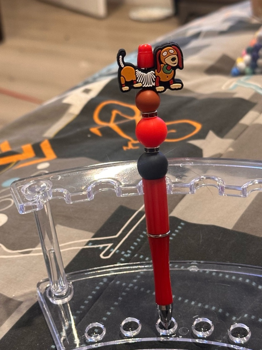 Kids Red Dachshund Bead Pen - Fun Dog Topper